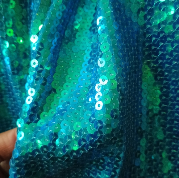 GILLIANS CLOSET Sparkling SEQUINS Green Blue Mermaid Costume for Kids Size 5-6 - Picture 4 of 16